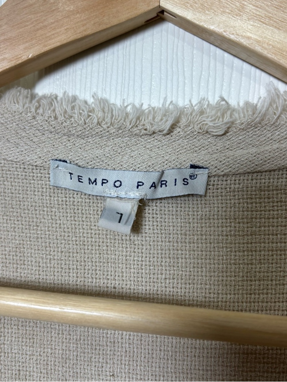 Tempo Paris Linen Open Cardigan Women’s Large Fringe Beige Lagenlook Lagom Italy - Picture 3 of 8